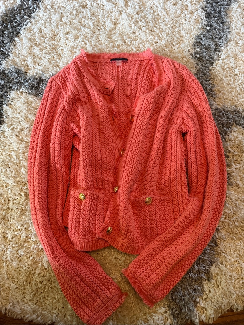 Tahari Coral Knit Pocket blazer with Gold Buttons